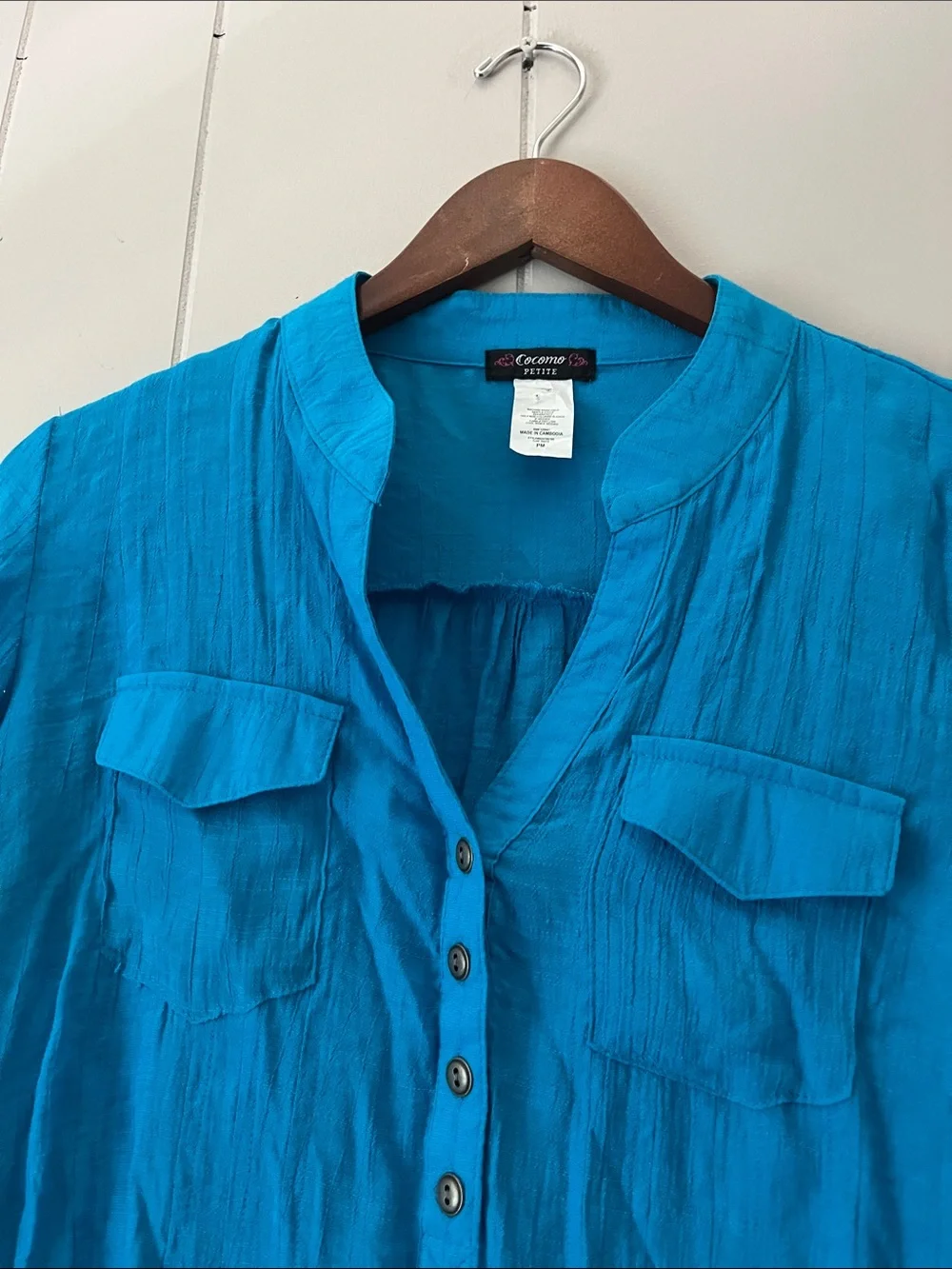 Alfani Women’s Turquoise Button-Front Blouse - Picture 6 of 8